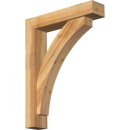 Ekena Millwork Thorton Block Rough Sawn Bracket w/ Offset Brace, Western Red Cedar, 6"W x 28"D x 36"H BKT0604X28X36THR05RWR